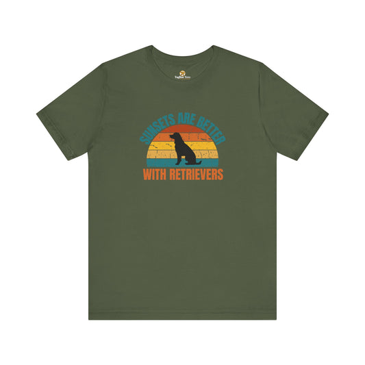 Dog Lover T-shirt Mens and Womens - Sunsets Are Better With Retrievers Unisex Tee