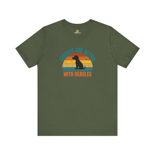 Dog Lover T-shirt Mens and Womens - Sunsets Are Better With Beagles Unisex Tee