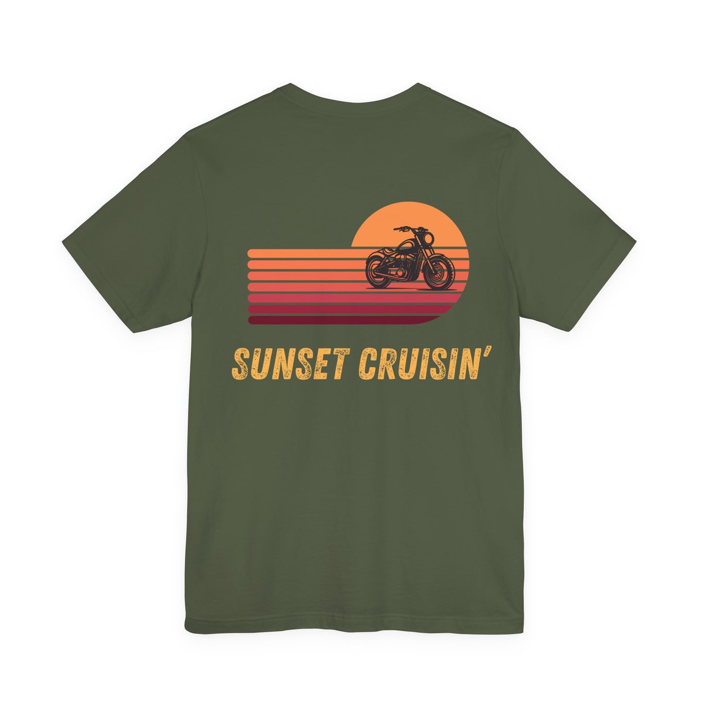 Retro Sunset Stripes Motorcycle Unisex Tee