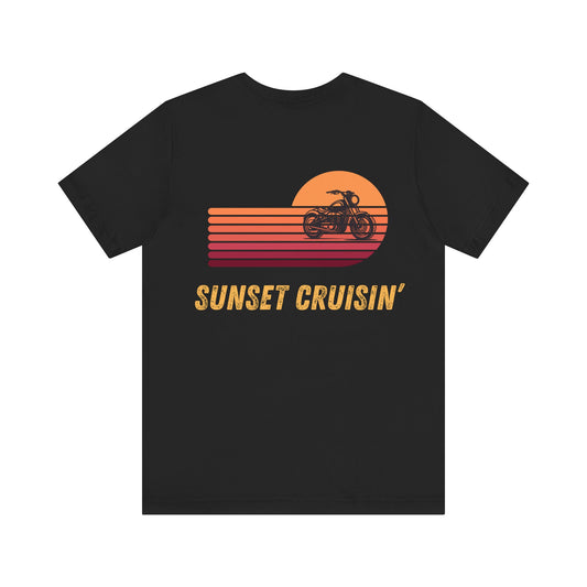 Retro Sunset Stripes Motorcycle Unisex Tee