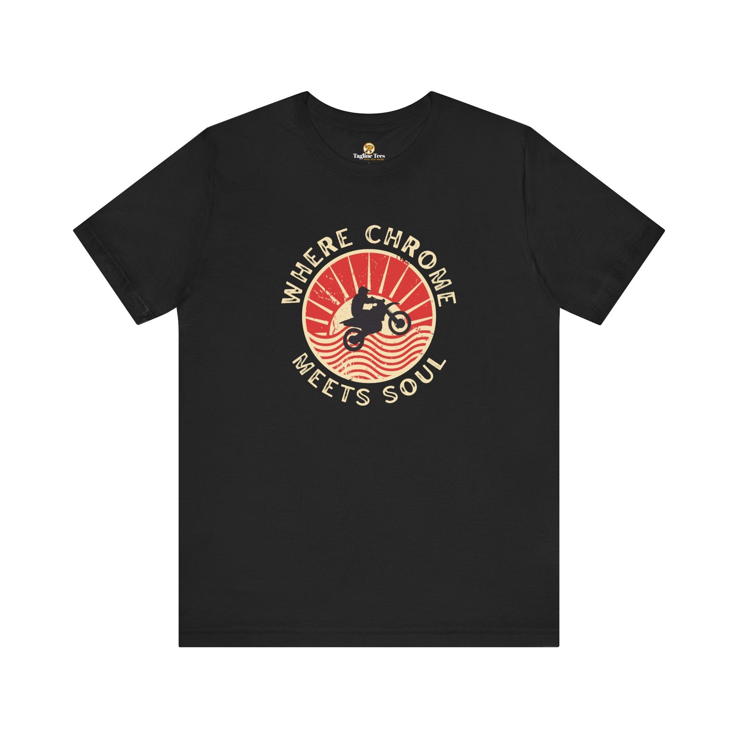 Where Chrome Meets Soul - Retro Sunset Biker Unisex Tee