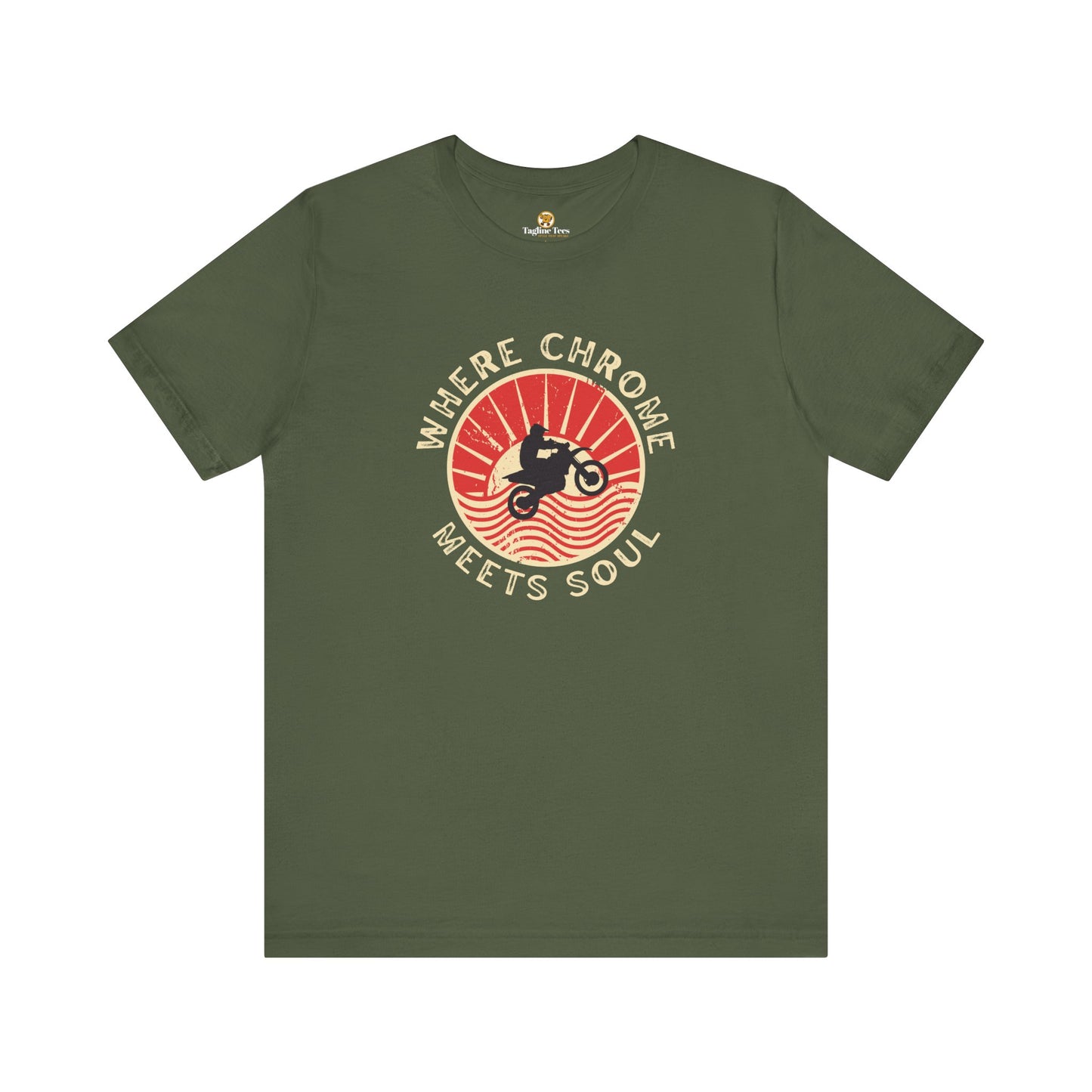 Where Chrome Meets Soul - Retro Sunset Biker Unisex Tee