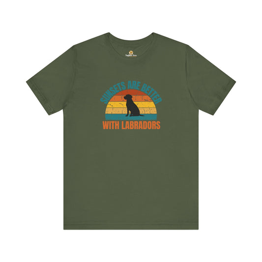 Dog Lover T-shirt Mens and Womens - Sunsets Are Better With Labradors Unisex Tee