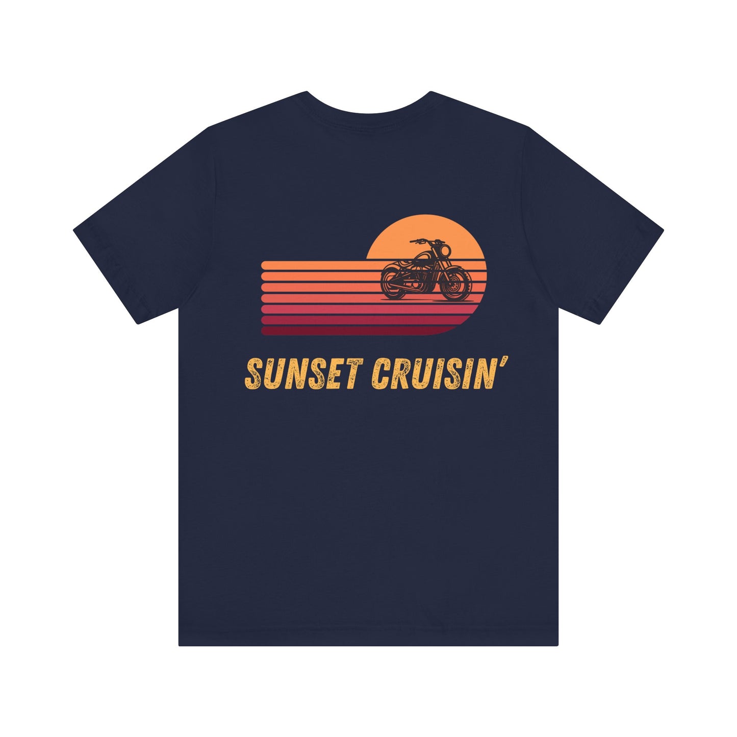 Retro Sunset Stripes Motorcycle Unisex Tee